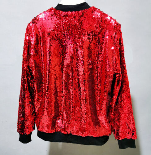 Glitter Fashion Jacket Coat Women's Party Mid Long Bomber Coat Cardigan - Picture 11 of 19