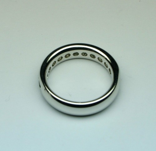 Fascia Fidanzamento Uomo Diamante Taglio Tondo Naturale 1,00 Ct Oro Bianco 14K Misura 12 - Foto 4 di 11