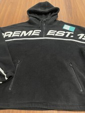 2019 SUPREME POLARTEC HALF ZIP HOODED FLEECE SWEATSHIRT BLACK WHITE BOX LOGO M