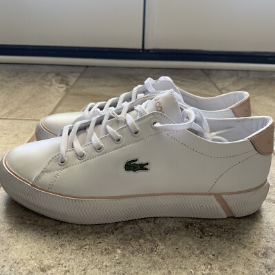 Girl's Lacoste Junior Gripshot Lace Up Casual Trainers White UK 6 / USA 8