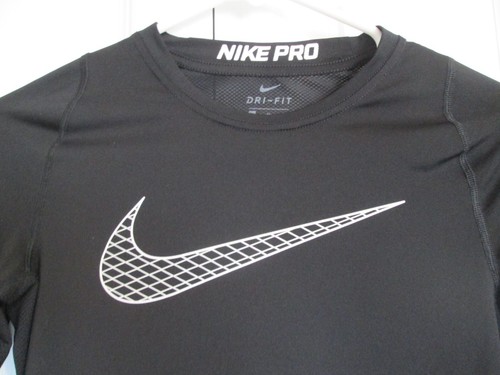 Nike Pro Dri-fit Long Sleeve Running Baseball Athletic Shirt Youth M Black - Picture 2 of 4