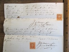  Antique Ephemera 1864 RI Mason Estate Document w/ Stamps GOLD WATCH & CHAIN