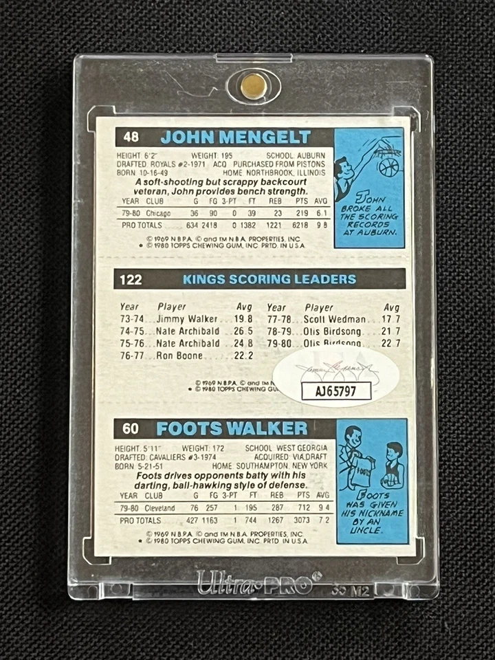 FOOTS WALKER, OTIS BIRDSONG, MENGELT 1980-81 TOPPS SIGNED AUTOGRAPHED CARD JSA - Image 2 of 2