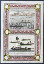 stampa antica Coronelli Pesca notturna Barche 1690 guinea africa atlante veneto