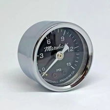 Marshall Gauge 0-15 Psi Fuel / Oil Pressure Gauge Black 1.5" Diameter (1/8" NPT)