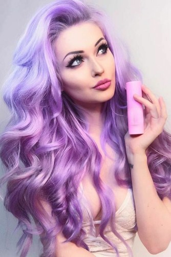 Long Wave Lace Front Wig Purple Synthetic Wigs Cosplay Glueless Halloween USA - Picture 2 of 12