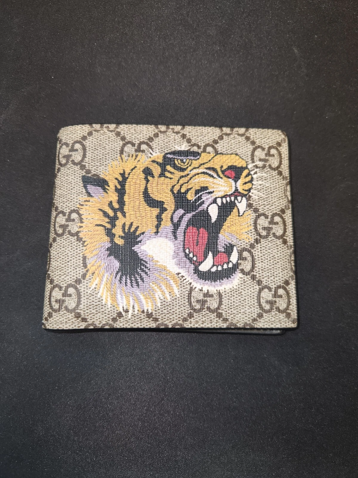 GUCCI Portefeuille Compact Tigre Portefeuille Court Porte Billets Portefeuille Plié Authentique