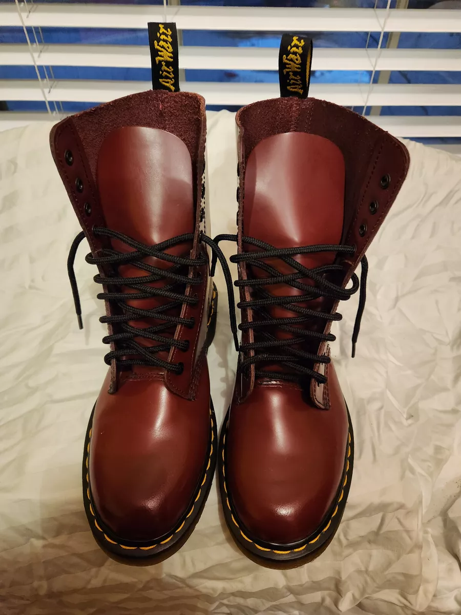 Dr Doc Martens 1490 Leather Lace Up Boots Cherry UK 5 US 7 Womans EU 38