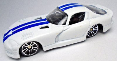 #ad MAISTO 1998 DODGE VIPER GT2 WHITE 1:64 DIECAST 2 7 8quot; CAR WITH BLUE STRIPES $11.99