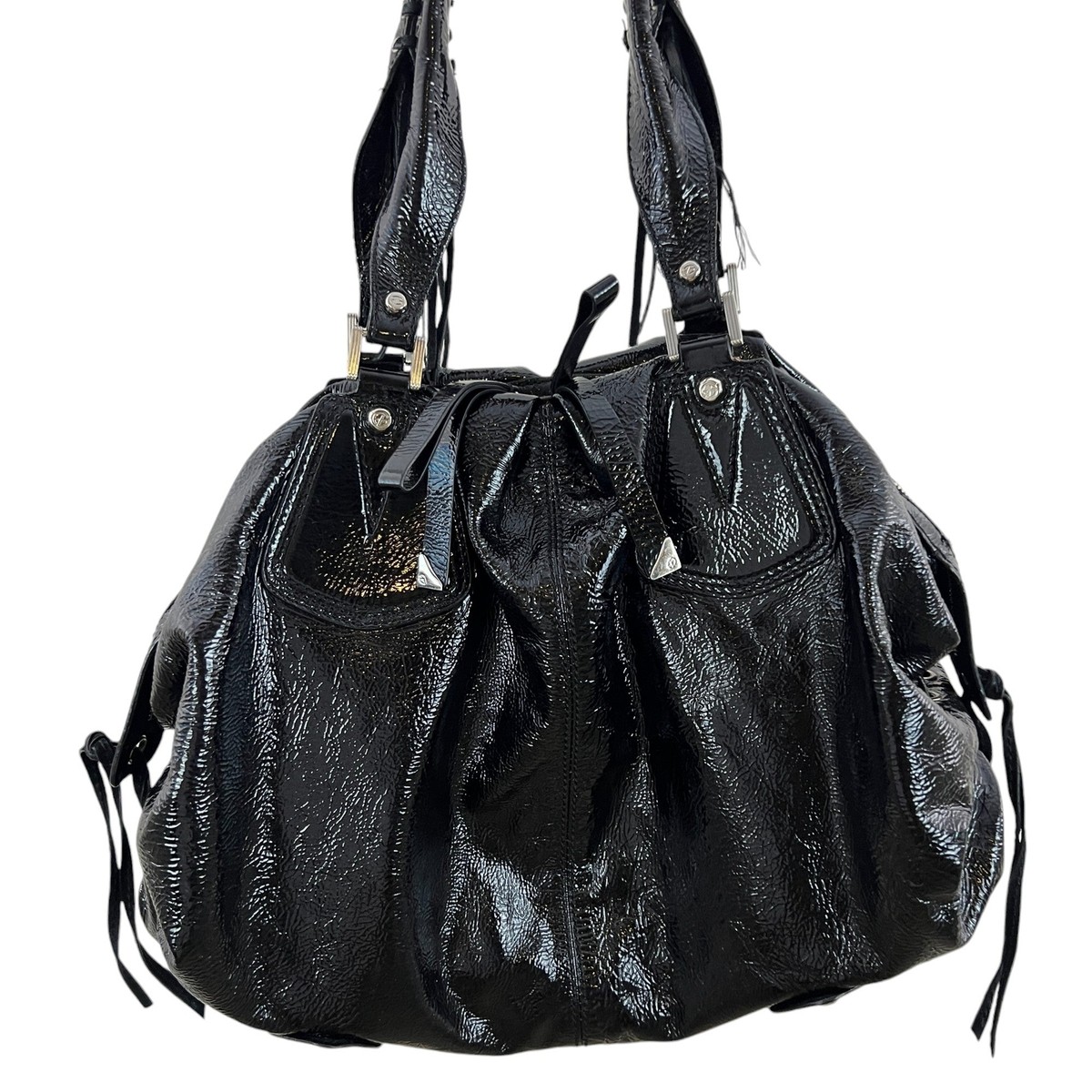 FRANCESCO BIASIA ハンドバッグ SPLITレザー y2k Francesco Biasia Y2K Black Patent Leather Shoulder Bag | eBay