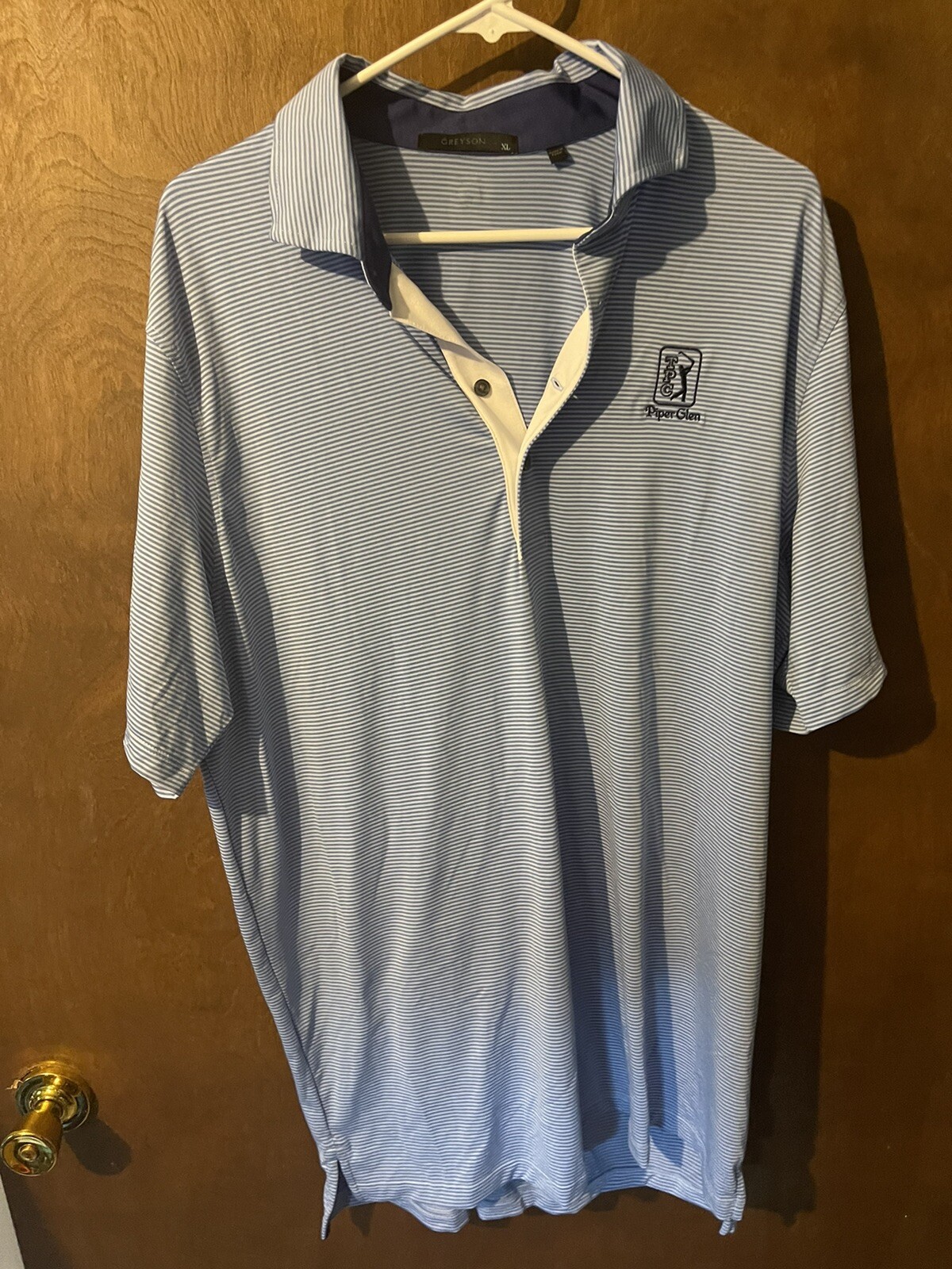 GREYSON Golf Polo Shirt PIPER GLEN XL Blue Striped Wolf JT Pga