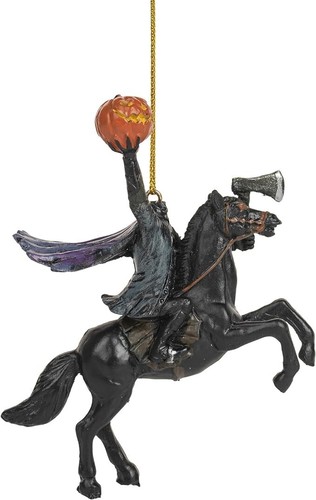 Headless Horseman Riding Dark Horse with Pumpkin in Hand Halloween Ornament - Picture 3 of 6