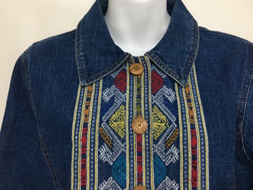 The Territory Ahead M Embroidered Blue Cotton Denim Jean Jacket - Picture 2 of 5