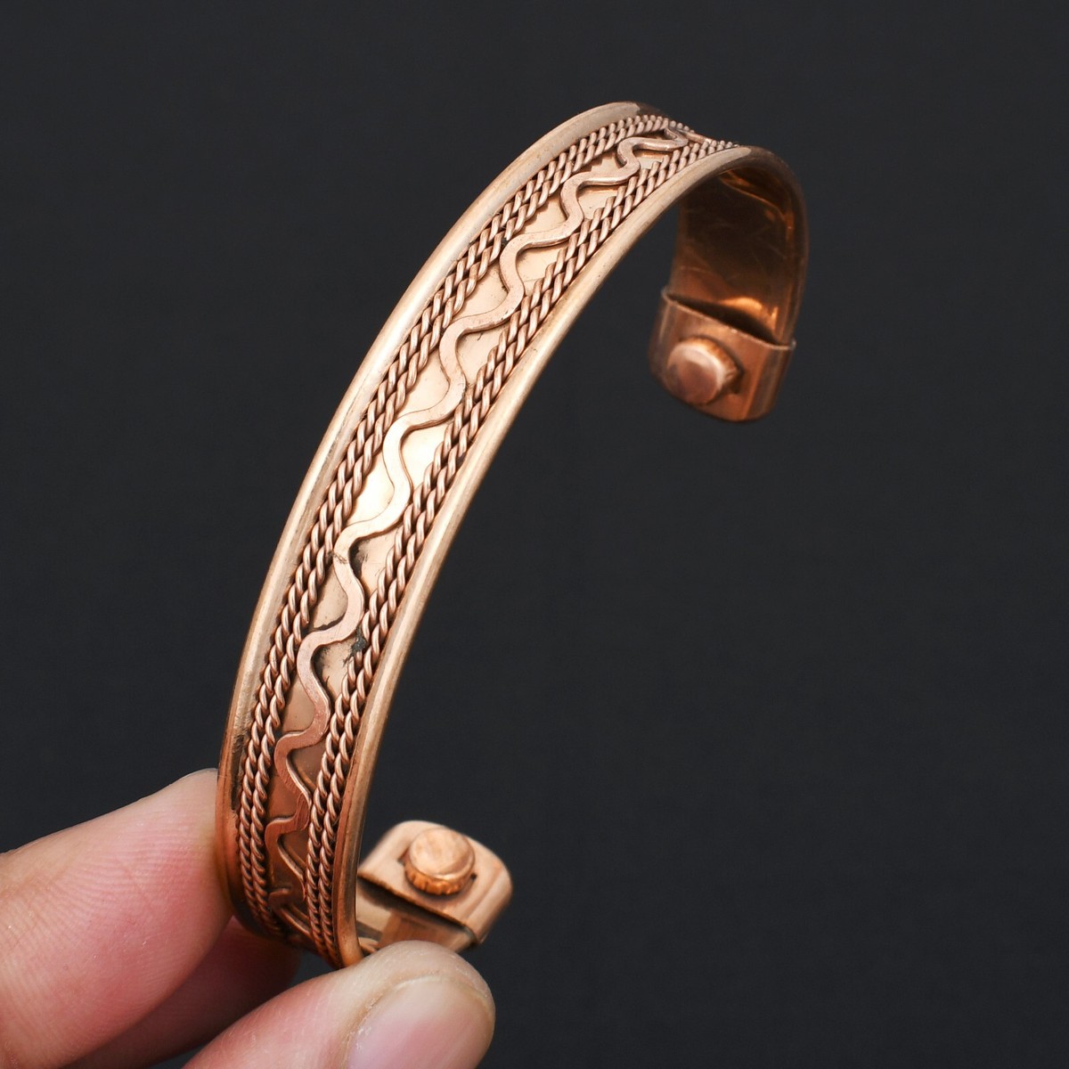 Vintage Handmade Pure Copper Magnetic Adjustable Bracelet