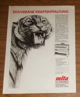 Seltene Werbung MITA DC-1824ZS Kopierer - Souveräne Kraftentfaltung - Tiger 1990