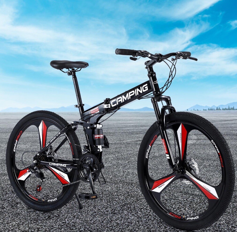Zimtown 26” Folding Mountain Bike, Shimano 21 Speed MTB Bicycle