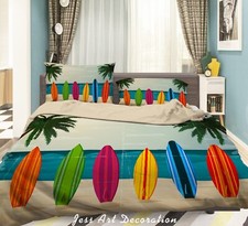 3D Surfboards Beach Ocean Palms Quilt Cover Set Duvet Cover Bedding Pillowcases