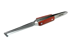Fiber Grip Tweezers Cross Locking with Slot for Wire Holding Soldering 6-1/2"