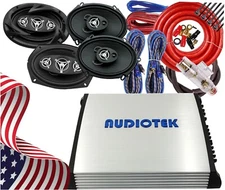 4x Power Acoustik 6x9″ & 6X8"/ 5x7″ Speakers + Audiotek 1000W 4CH Amplifier +Kit