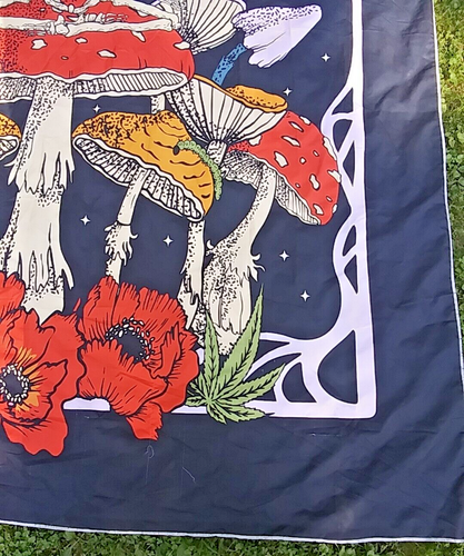 Psychedelic Hippie Skeleton Mushroom Butterfly Tapestry Wall Hang Sheet 70"X88" - Picture 12 of 24
