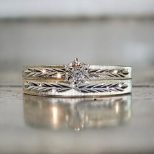 0.90 Ct White Round CZ Engagement Wedding Ring Set Solid 925 Sterling Silver