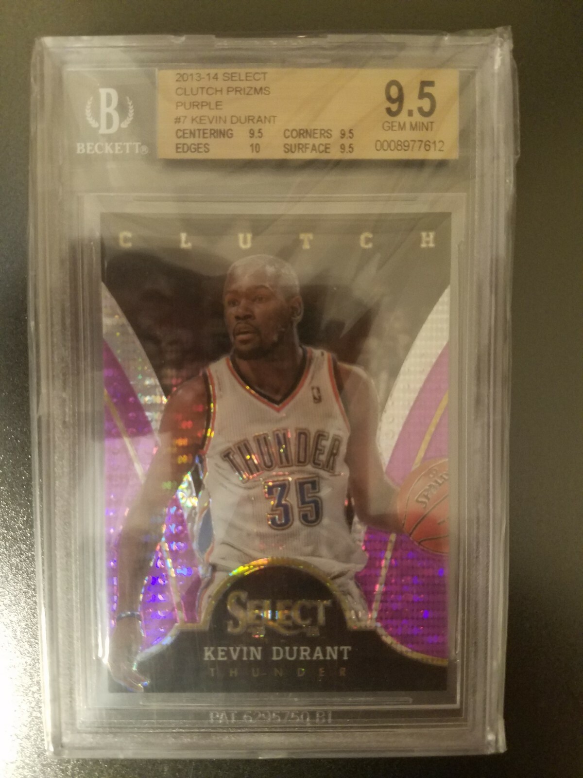 KEVIN DURANT 2013 PANINI SELECT CLUTCH PURPLE PRIZM CARD #97/99 BGS GEM MT 9.5!