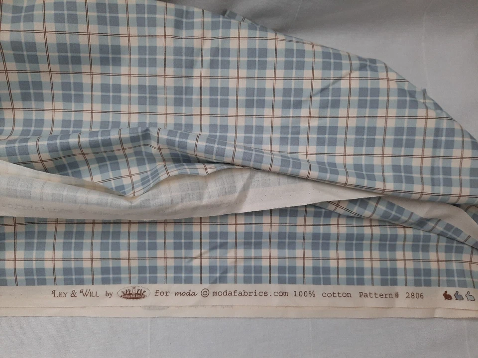 Lily & Will Revisted Bunny Hill Fabrics Moda #2806 Blue & Brown Plaid 45"x100" - Image 4 of 4