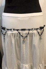 Beaded Belly Dance Belt Black Lava Rock  Vintage Cut Crystal Beads Brass Bells