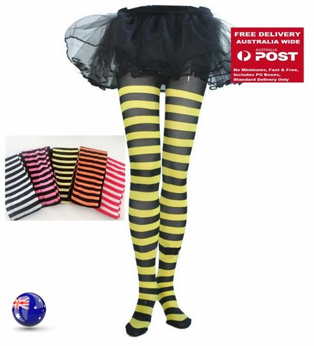 AU Women / Girl Children Elf Xmas Bee Striped Pantyhose Tights Costume Stockings - Picture 19 of 38