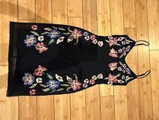 Black GUESS Sz S floral dress with pink, blue, and green embroidery