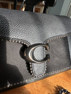 COACH Tabby Crossbody Pebble Leather Wristlet Pewter Black NWT
