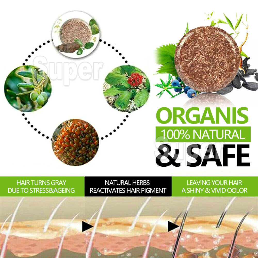 New Organic Grey Reverse Shampoo Bar Hair Darkening Shampoo Soap Hair