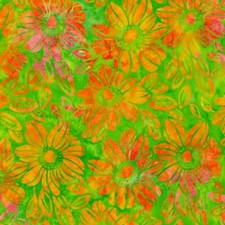 Summer Zest Robert Kaufman 100 Quilt Cotton Batik Green Orange BTY