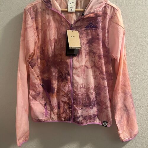 Nike Trail Running Jacket Lightweight Full Zip Hooded Pink Purple Women's S