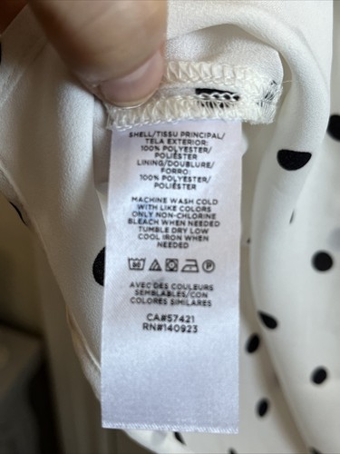 NWOT Loft Women’s Blouse Medium Ivory w/ Blk Polka Dots Classic Shell Top Sheer - Picture 4 of 14