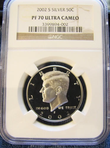 2002 S PROOF SILVER KENNEDY HALF DOLLAR NGC- PF. 70 Ultra Cameo