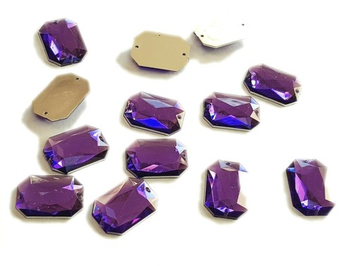 Octagon Rhinestones Flat Foil Back Stitch Sew On Craft Jewels Crystals Acrylic - Picture 49 of 69