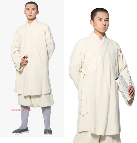 Cotton Linen Buddhist Monk Kung Fu Tai Chi Set Shaolin Temple Meditation Uniform - Picture 6 of 18
