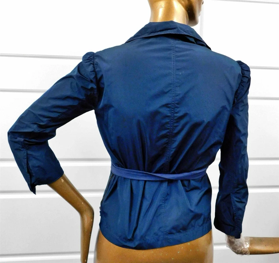 Chaqueta cortavientos Lanvin Paris azul marino poliéster con cinturón talla 34 Foto 3 de 4