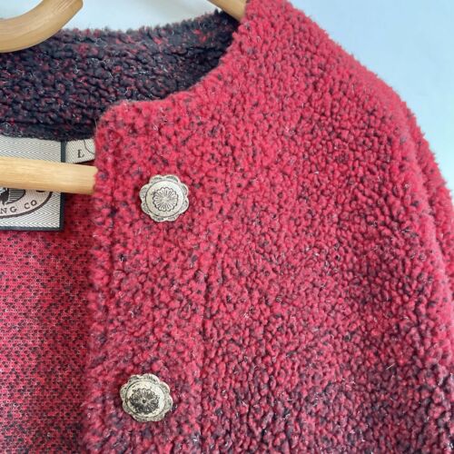 Vintage 90s Country Clothing Red Faux Shearling Open Jacket Size L - Picture 8 of 12