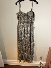 Guess by Marciano 100% Silk Large Animal Print Lined Tank Bodice Long Gown Dress