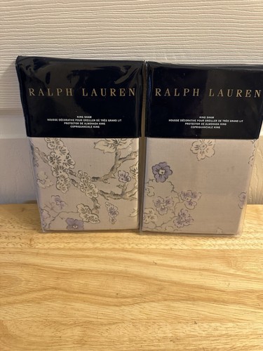 New Ralph Lauren Francoise Grey Multi King Shams Pair
