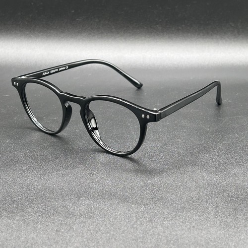 Akio A104 Round Eyeglasses Frame Black Japan 46-21-142 Used