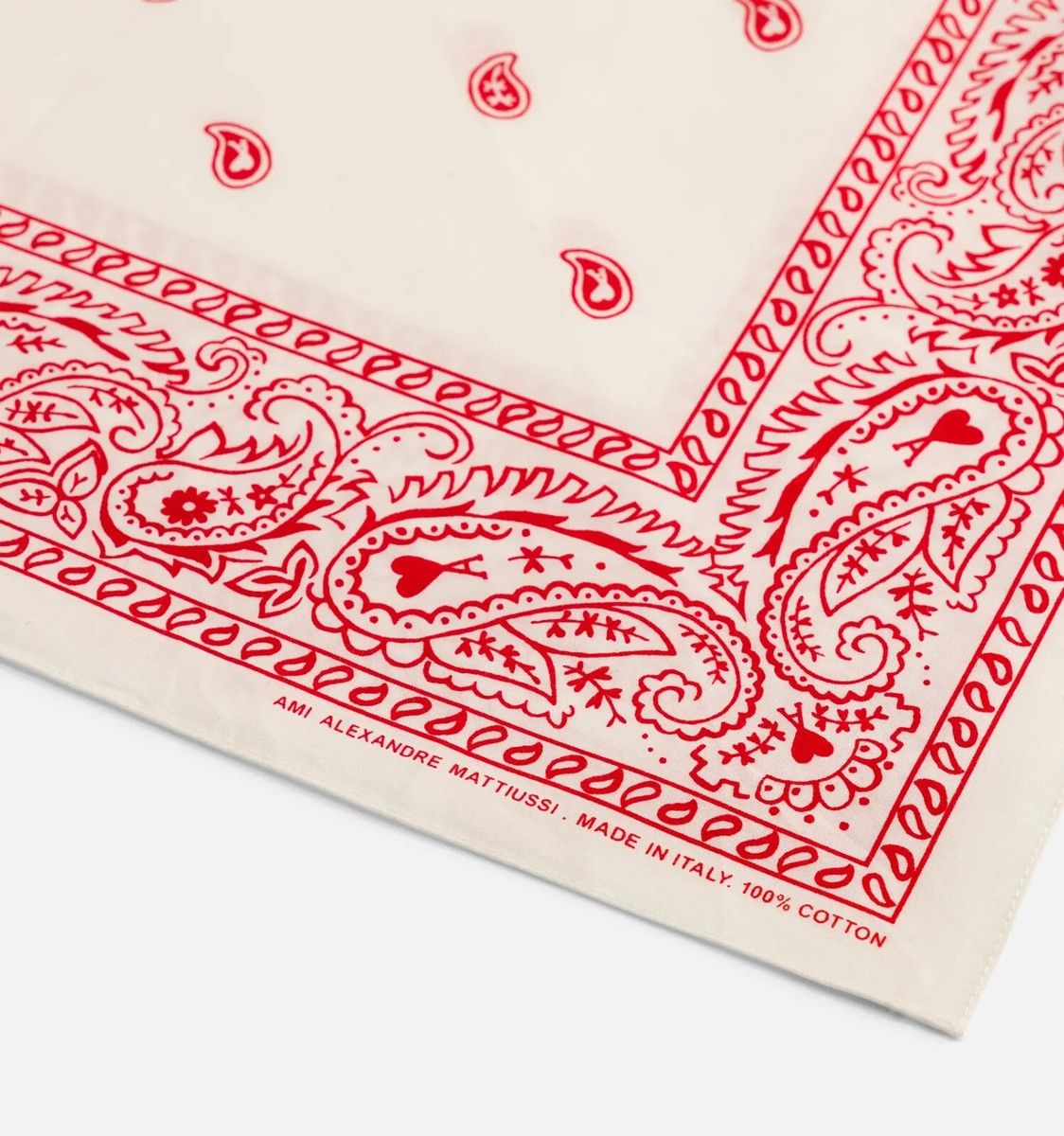 Paisley bandana Swarovski White×Red NEW in Package: AMI Alexandre Mattiussi White and Red