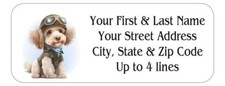 150 Poodle Pilot Dog Mailing Return Address Labels Personalized 1 x 2 5/8 in.