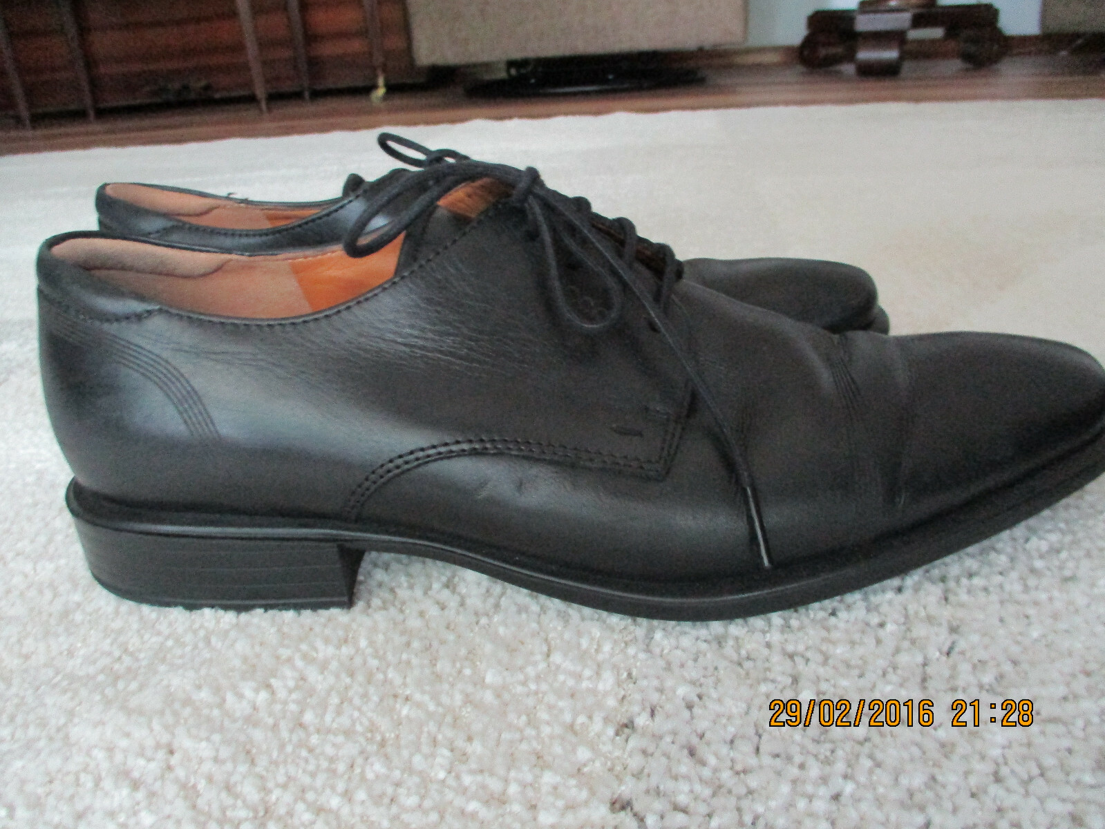 SAOLA Scarpe eleganti Oxford ECCO nere in pelle con lacci punta quadrata shock taglia 44 10 5