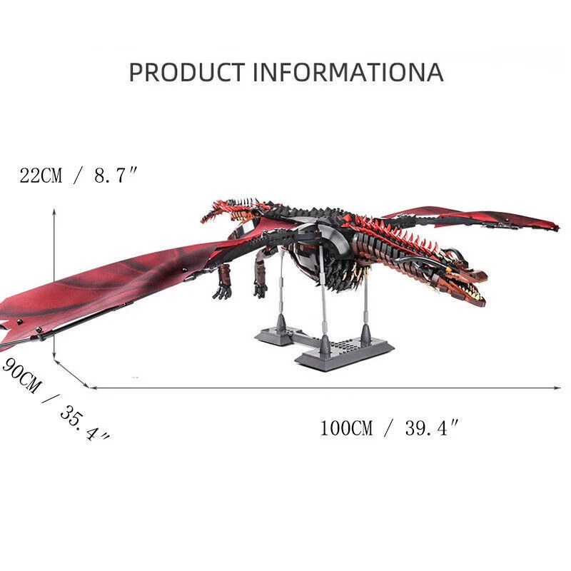 Fire Dragon DIY Model Building Blocks Set Movie MOC Puzzle Bricks Toys 1889Pcs - Image 4 of 4