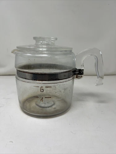 Vintage Pyrex Flameware 6 Cup Glass Coffee Percolator POT  & LID  ONLY - 7756