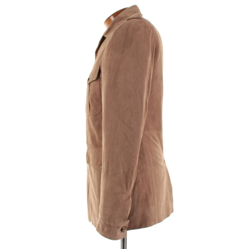 Chaqueta de cuero de gamuza cosida a mano Eleventy Platinum nueva con etiquetas talla 50 (~ M EE. UU.) marrón Foto 4 de 4