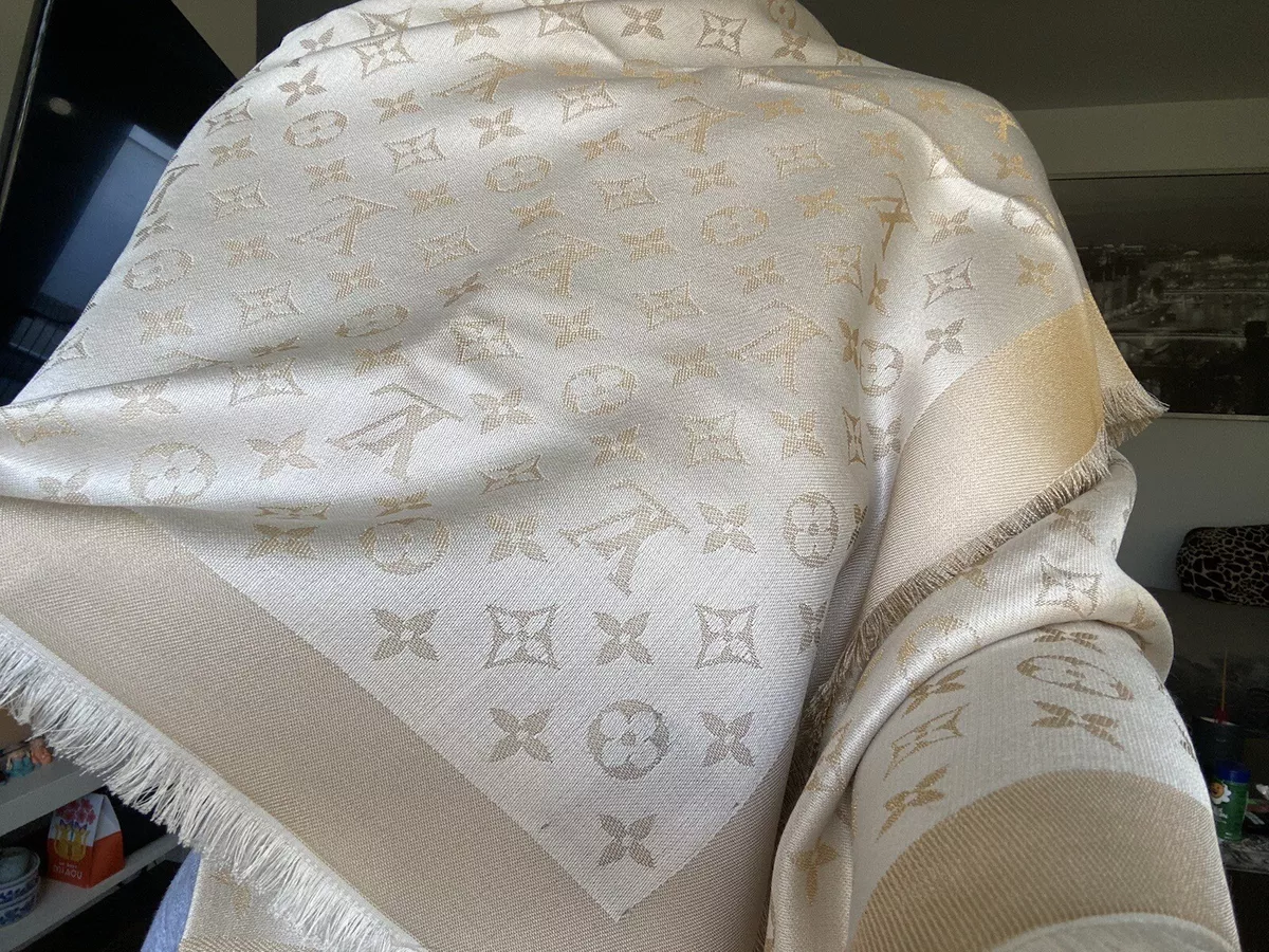 100% Authentic Louis Vuitton WHITE SHINE Shawl, Ref M74026 | eBay